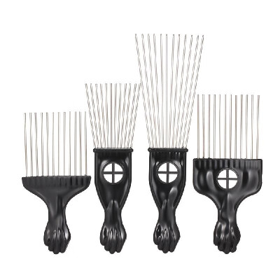 

4PCS Black Comb Set Metal Afro Hair Style Comb Curly Hair Black Suit Steel Needle Comb Hairdressing Tools