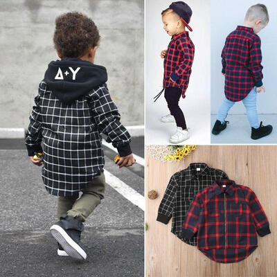 

Toddler Kids Baby Boy Cotton Casual Long Sleeve Plaid Shirt Tee Tops Blouse 2-5Y