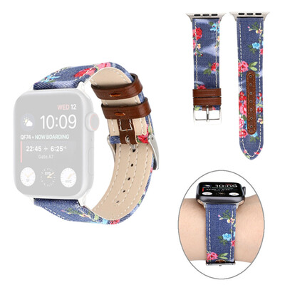 

〖Follure〗Leather Band Flower Printed Strap Replaceable For Apple Watch Series4321 4244mm