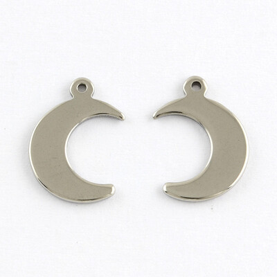 

Crescent Moon Stainless Steel Charms Pendants Stainless Steel Color 155x105x1mm Hole 1mm