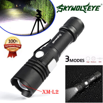 

Saidsome New L2 LED USB Charging Rechargeable Flashlight Torch Zoom Lamp Light flashlight lamp