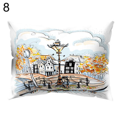 

Soft Pillow Case England House Pattern Cushion Cover Home Office Car Decoration