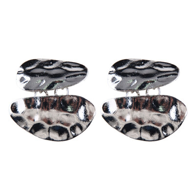 

Europe&the United States punk double irregular earrings metal female round earrings