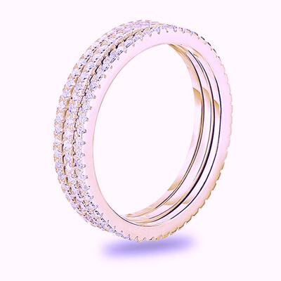 

14K Gold Plated Sterling Silver Cubic Zirconia Stackable Eternity Band Wedding Ring