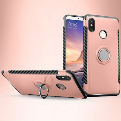 

Back Cover For Xiaomi Mi Max 3 Max3 Case Car Holder Stand Hard PC Silicon Ring Suction Bracket Celulars