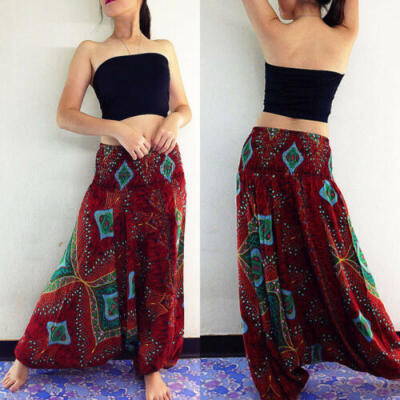 

Women Loose Bohemian Thai Harem Trousers Casual Boho Hippy Baggy Yoga Pants