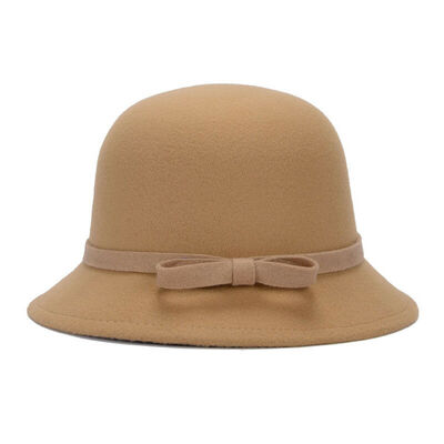 

Ladies Wool Cloche Hat Womens Flower Floral Bow Winter Soft Warm Bell Bucket Cap