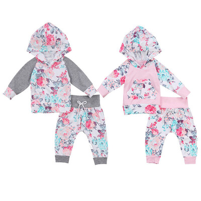 

Cute Infant Newborn Baby Girl Clothes set Hoodies sweatshirt Cotton Pants 2pcs Outfit floral Clothing Set Tracksuit