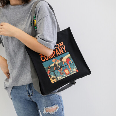 

Sesame Street slanted bag female canvas bag Korean version of large capacity single shoulder bag female student ins wind master ul