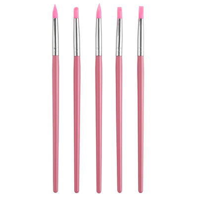 

〖Follure〗5 Pcs Nail Art Pen Brushes Soft Silicone Carving Craft Supplies Pottery Tool