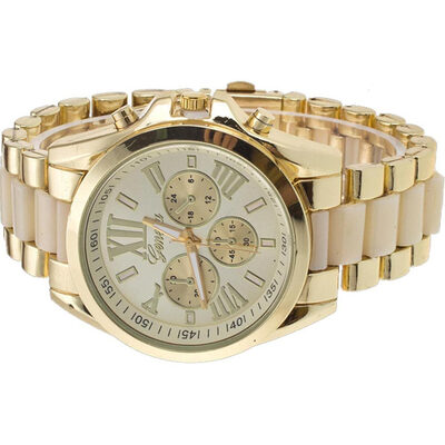 

Business casual quartz steel belt watch mens three eyes six needle mens alloy card rubber stainless steel belt watch
