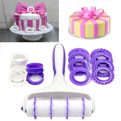 

Fondant Strip Ribbon Cutter Sugarcraft Tool Cake Rolling Pin Embosser Rolled Set