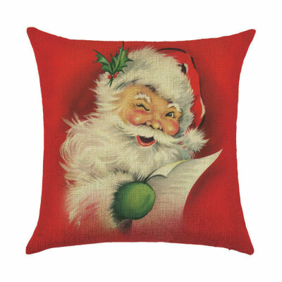 

〖Follure〗Christmas Pillow Case Santa Cotton Linen Sofa Car Throw Cushion Cover Home Decor