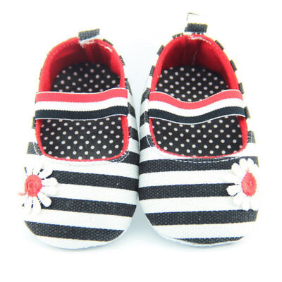 

Baby Girl Canvas Striped Soft Sole Shoes Crib Shoes Infant Prewalkers 0-18 Month