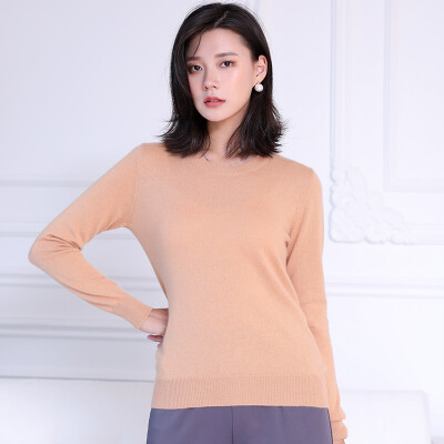 

QIANMUCHUN Womens round neck cashmere sweater Fashion Soft 5784