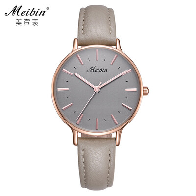 

Meibin 2019 new watch female student waterproof leather belt fashion trend Korean version of retro ladies quartz watch
