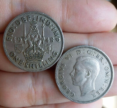 

24mm Scottish Shield Emperor of India George VI One 1 Shillling COIN UK 1947-1948