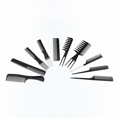 

〖Follure〗10Pcs Black Pro Salon Hair Styling Barbers Brush Combs Set Hairdressing Tool