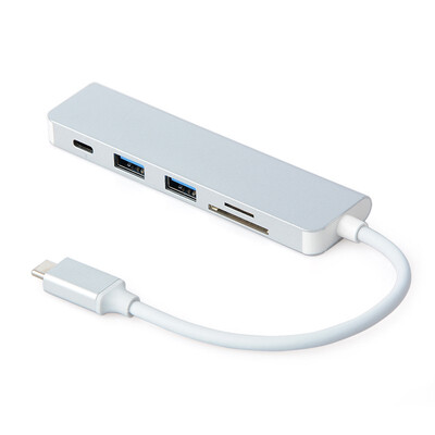 

USB 30 Hub 5in1 Multi-Port Type-C Hub Hi-Speed USB 30 Port SDTF Card Reader USB-C Charging Port for MacBook Chromebook Pixel