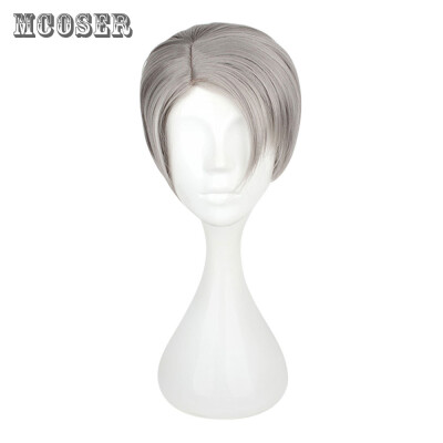 

Mcoser Short Straight Gray Wigs Cosplay Costume for On Ice Viktor Nikiforov Figure