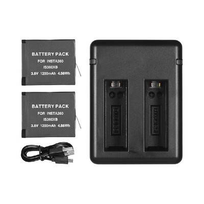 

Portable Dual Camera Battery Charger Kit Set with 2pcs Rechargeable Batteries USB Cable Indicator Light for Insta360 one X Cameras