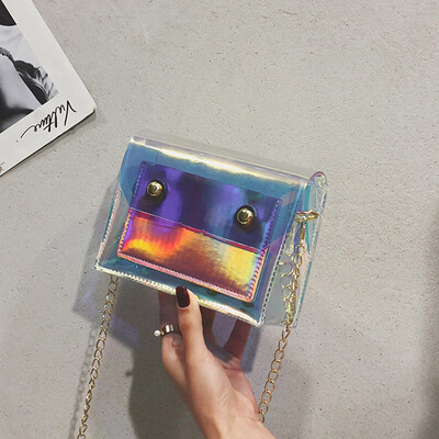 

Tailored Fashion Lady Personality Transparent Jelly Chain Shoulder Wild Messenger Bag