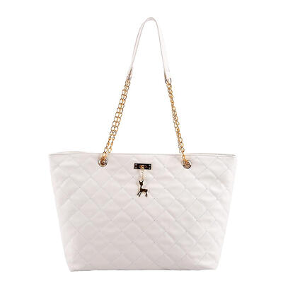 

Solid Color Lattice Shoulder Handbags Leather Women Large Top-handle Bags
