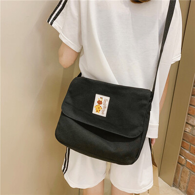

Skew bag lady canvas bag lady Korean version insfeng Japanese single shoulder bag Harajuku large capacity ulzzang students in clas