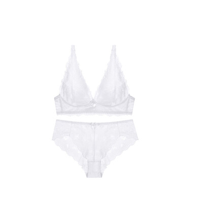 

Toponeto Sexy Fashion Women Ultra-thin Ring-free Lace Vest type Bra Underwear Suit