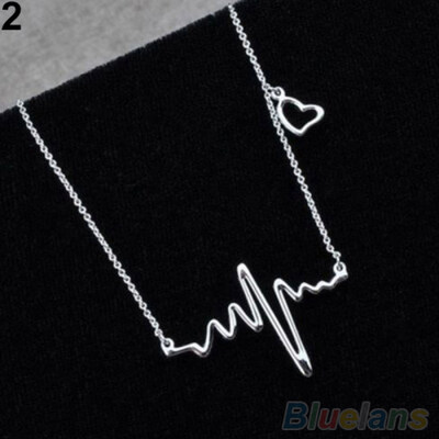 

Womens Alloy Heart Beat Pendant Chain Choker Collar Bib Jewelry Necklace