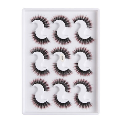 

Gobestart 9 Pairs Of 3D Mink With Color Soft Long Curly And Warped Many Layer Eyelashes