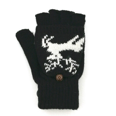 

Winter Braided Knitted Half Finger Flip Fingerless Convertible Mittens Gloves