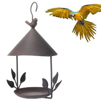 

Bird Feeder Metal Hanging Figurine Statue Garden Sculpture Outdoor Fences Lawn Yard Decoration Figurines Ornament Statues
