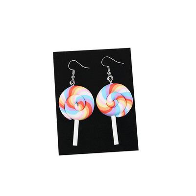 

Rainbow Swirl Lollipop Earrings Earring Candy Costume Trendy Style Woman Girl Jewelry