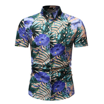 

Mens Short Sleeve Floral Shirt Casual Button Down Print Beach Shirts