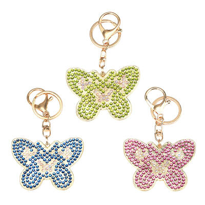 

3pcs DIY Metal Full Special Shape Drill Diamond Painting Butterfly Keychain