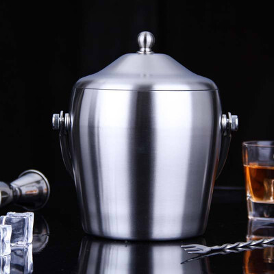 

High Quality double wall stainless steel ice bucket with handle Practical Bar Container Barrel Beer Wine Cooler Champagne Keg