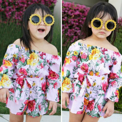 

Summer Toddler Kids Baby Girl Off The Shoulder Romper Jumpsuit Playsuit Sunsuit