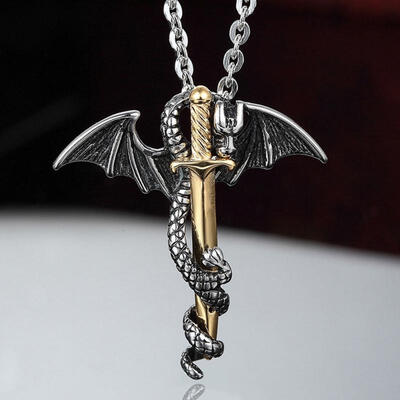 

Fashion Glow in the Dark Dragon Around Sword Pendant Chain Necklace GAME OF THRONES