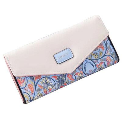

Fashion Women Tri-fold Flower Print Purse Faux Leather Long Wallet Clutch Bag