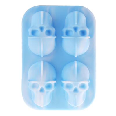 

DIY 4-Cavity Skull Ice Cube Mold Maker Silicone Chocolate Cake Candy Mould