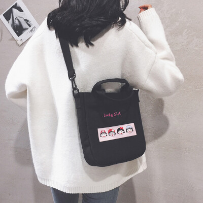 

Canvas bag female 2019 new Japanese girl handbag bag ins Harajuku style student shoulder Messenger bag