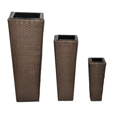 

Garden Planters 3 pcs Poly Rattan Brown