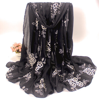 

Spring&Autumn plum blossom hand-embroidered silk scarf cotton scarf dual-use summer sunscreen female shawl national style literary fan