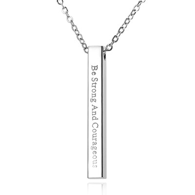

Custom Personalized Vertical Bar Necklace Four Sides Engraved Date Name Pendant Necklace for Women Men Birthday Anniversary Gift