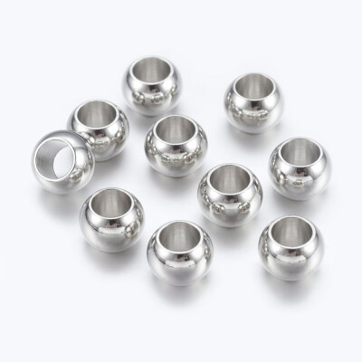 

Platinum Brass European Beads Large Hole Rondelle Beads 7x5mm Hole 4mm