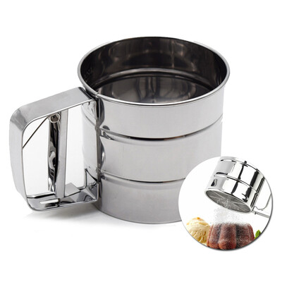 

Stainless Steel Flour Sifter Semi-Automatic Hand Held White Sugar Mesh Sieve Lot