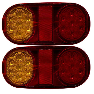 

1Pair 12V LED Tail Lights Stop Indicator Lamp with License Plate Light for Car Truck Trailer Boat