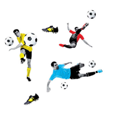 

Colorful 3D Waterproof Play Football Art Sticker Tattoo Removable Wall Decals Home Decorative Wallpaper