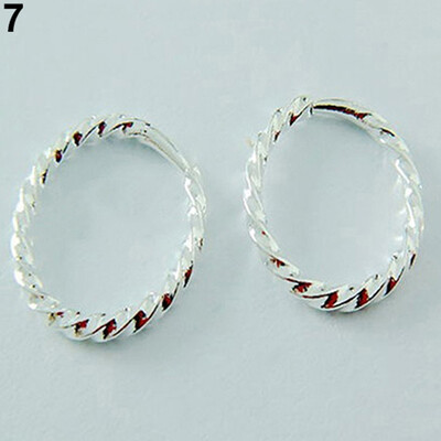 

1 Pair Simple Shiny Smooth Small Wave Big Wave Hoop Snap Closure Circle Earrings